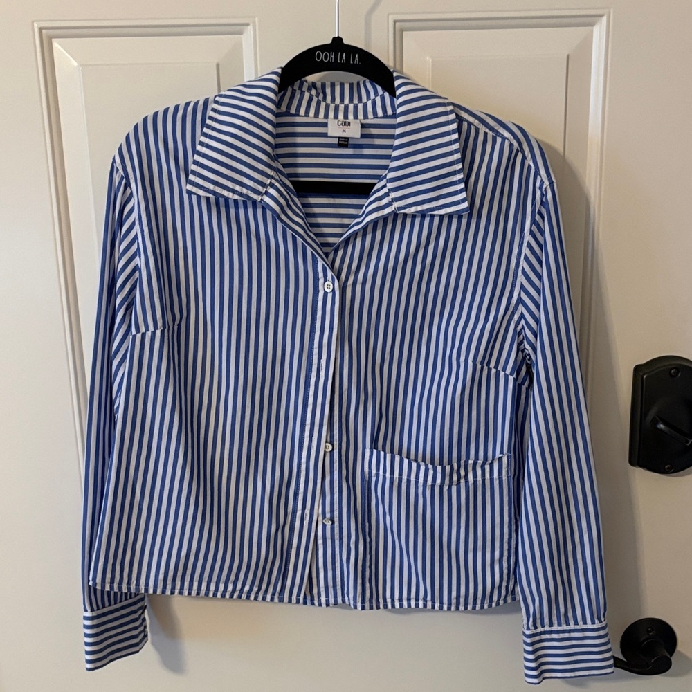 CAbi Striped Blue and White Blouse
